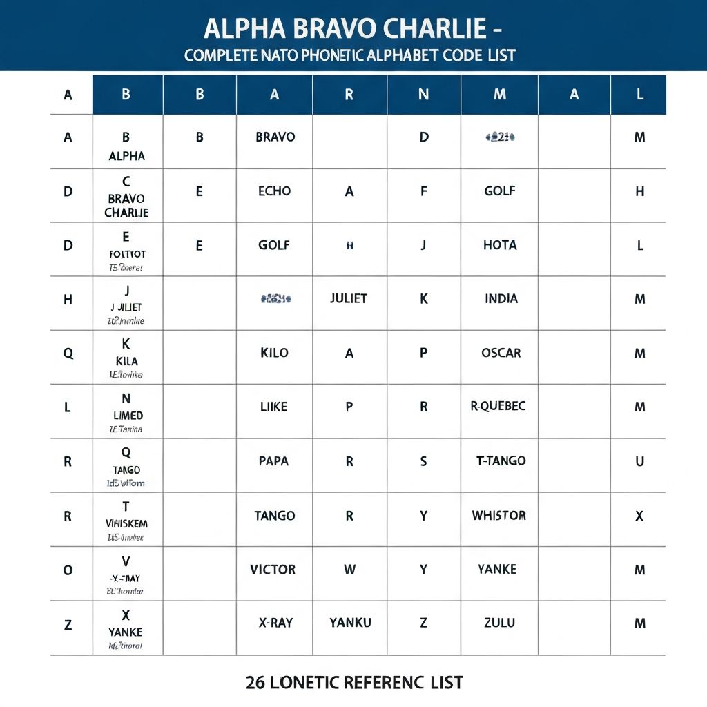 Alpha Bravo Charlie NATO Phonetic Alphabet Code List with complete reference chart